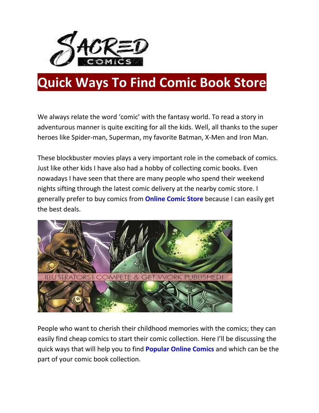 quick ways to find comic book store