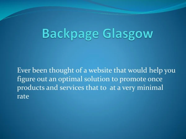Backpage Glasgow