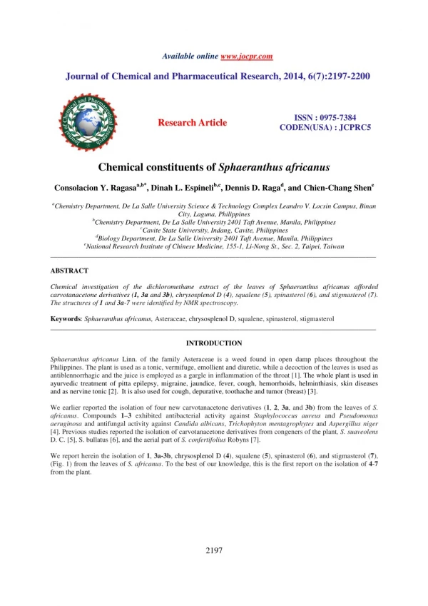 Chemical constituents of Sphaeranthus africanus