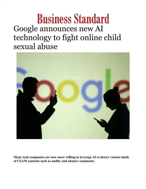 Google announces new AI technology to fight online child sexual abuse 