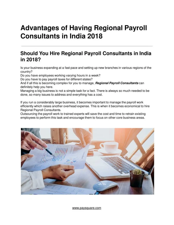 Advantages of Having Regional Payroll Consultants in India 2018