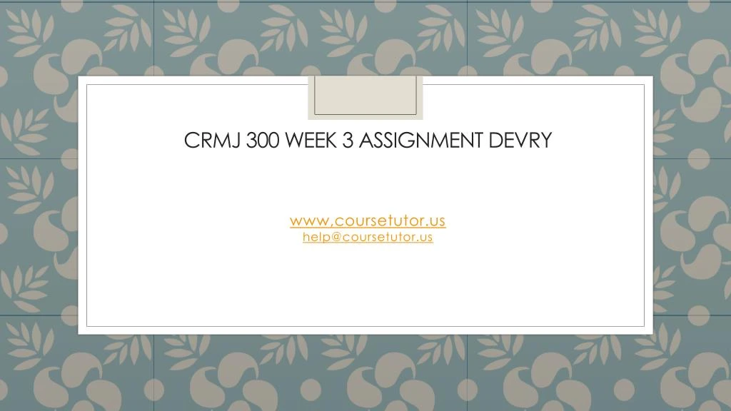 crmj 300 week 3 assignment devry