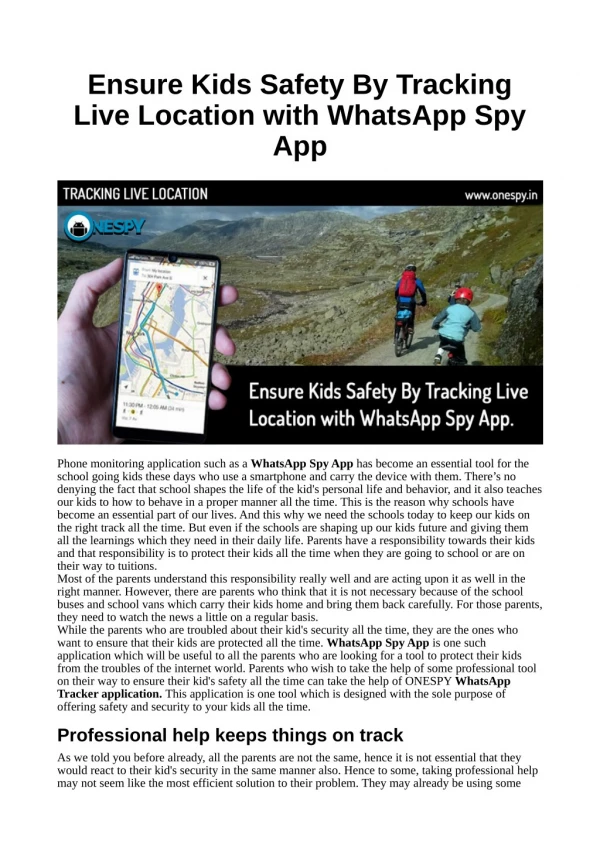 Ensure Kids Safety By Tracking Live Location with WhatsApp Spy App