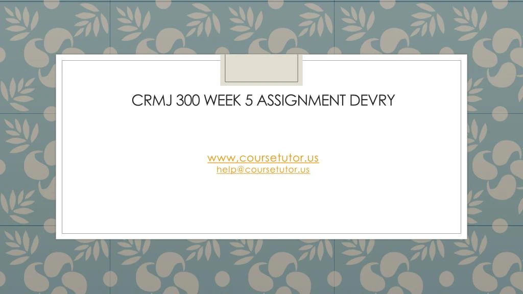 crmj 300 week 5 assignment devry