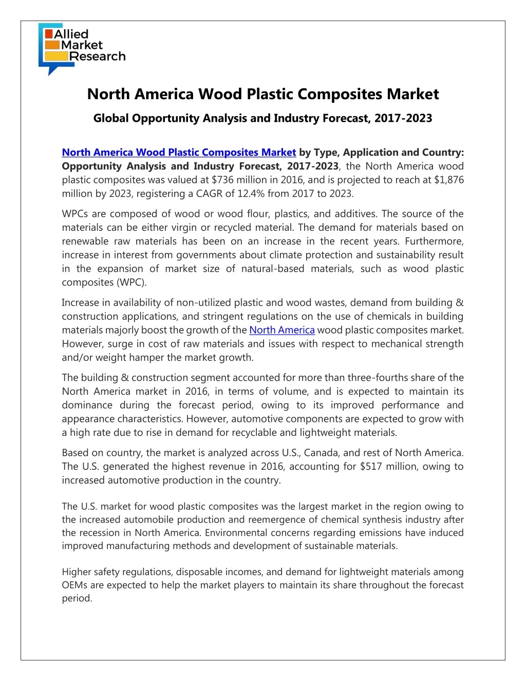north america wood plastic composites market