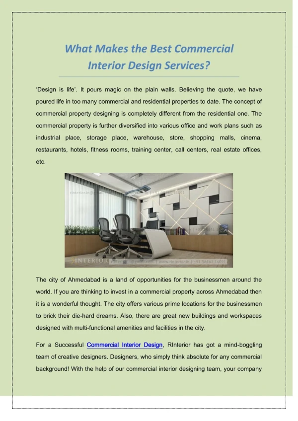 Get the best commercial interior design in Ahmedabad