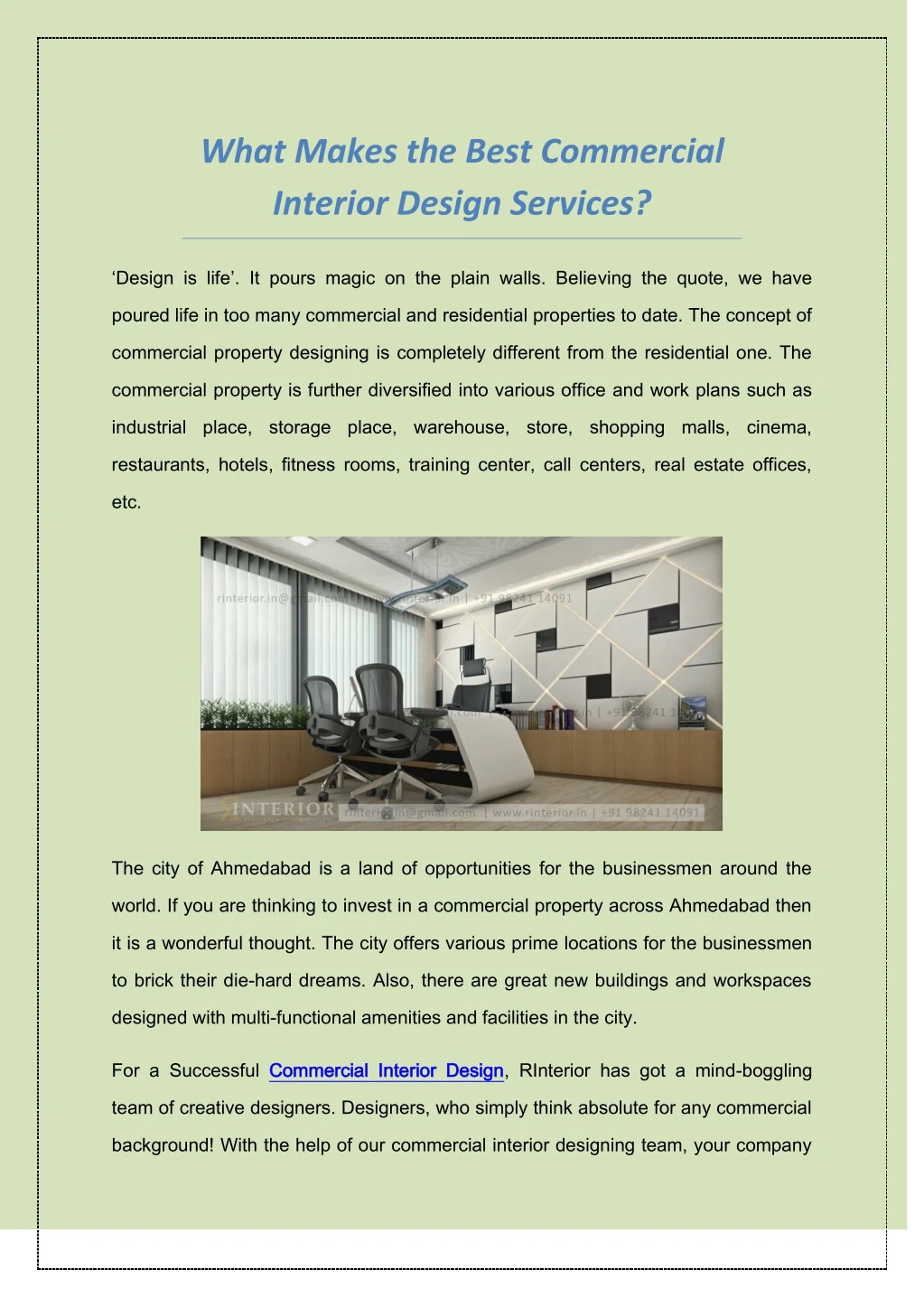 what makes the best commercial interior design