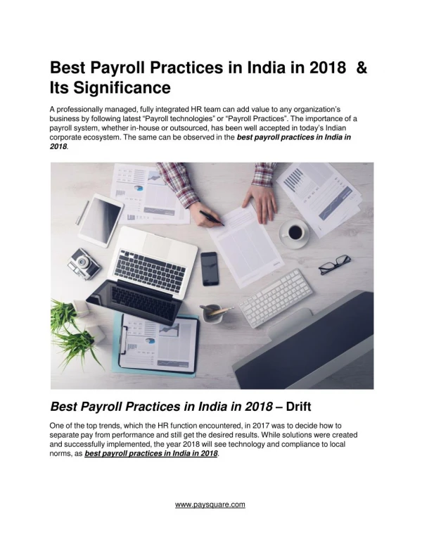 Best Payroll Practices in India in 2018	& Its Significance