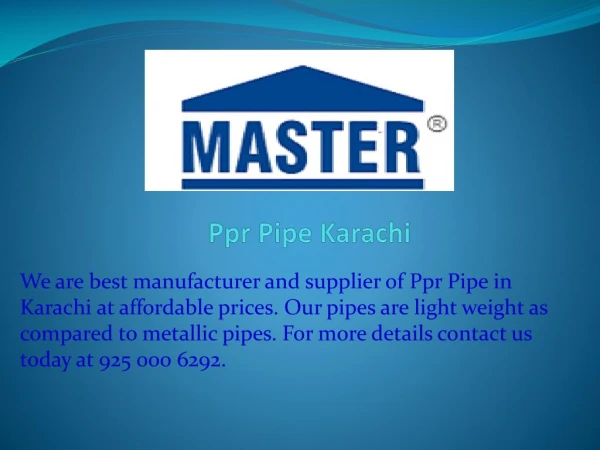 Ppr Pipe Karachi