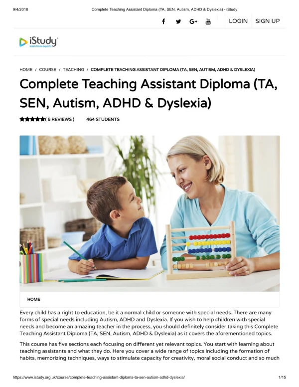 Complete Teaching Assistant Diploma - istudy