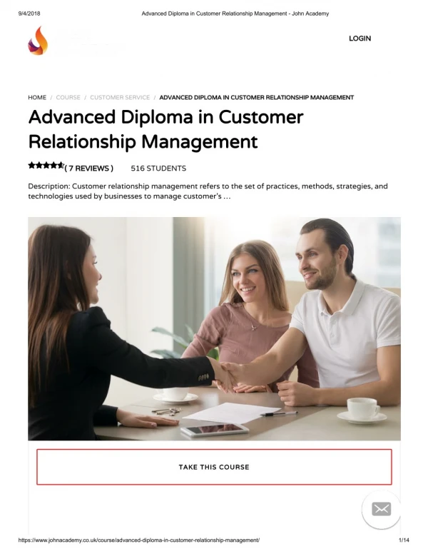 Advanced Diploma in Customer Relationship Management - John Academy