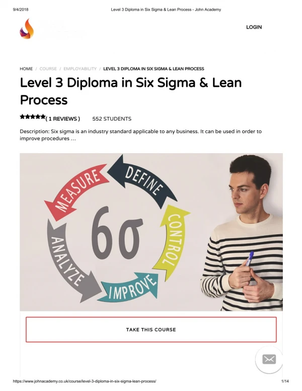 Level 3 Diploma in Six Sigma & Lean Process - john Academy