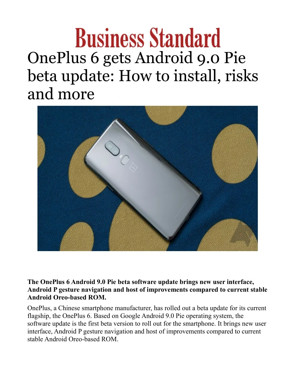 oneplus 6 gets android 9 0 pie beta update