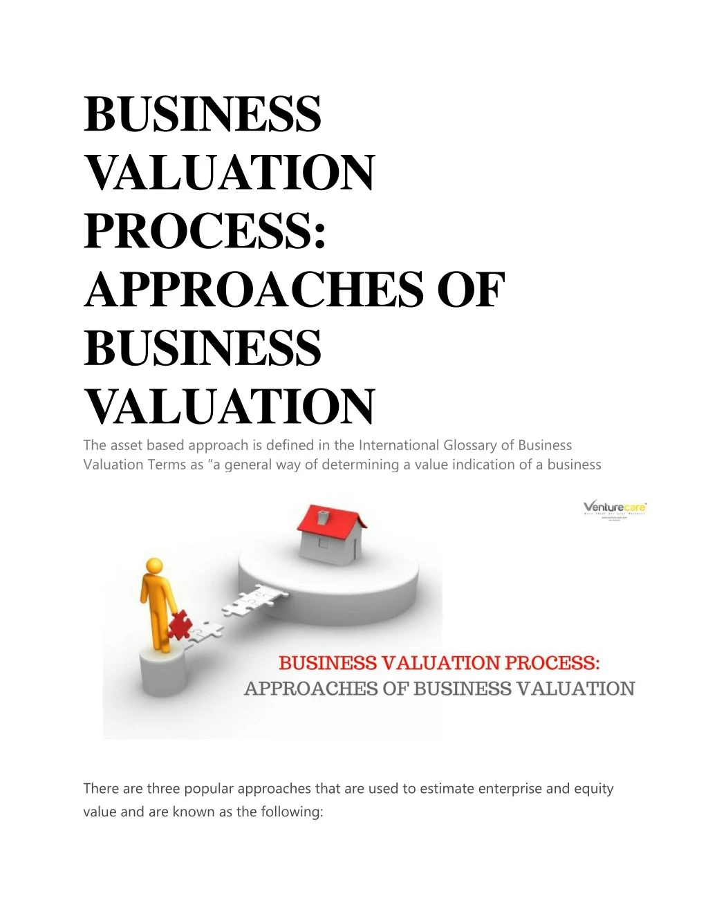 business valuation process approaches of business