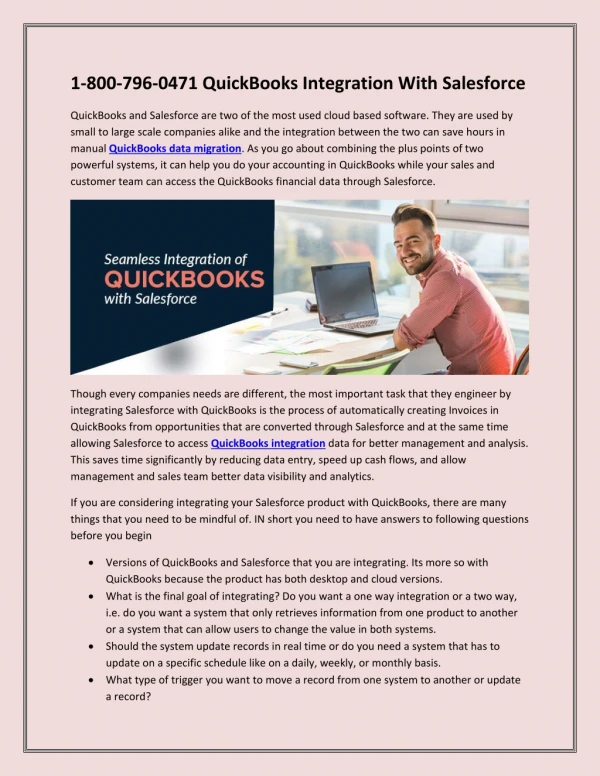 1800-796-0471 QuickBooks Integration with Salesforce