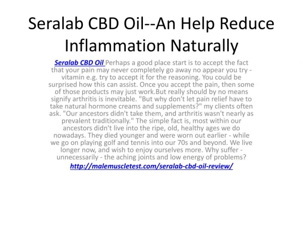 Seralab CBD Oil--Natural Stress Reliever