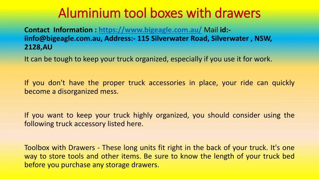 aluminium tool boxes with drawers