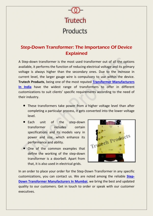 Step Down Transformer: The Importance Of Device Explained