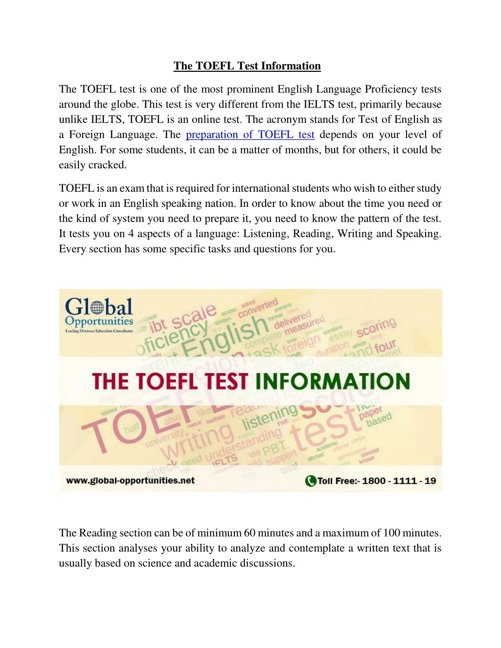 the toefl test information