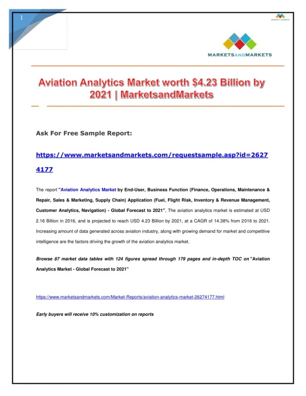 Aviation Analytics Market