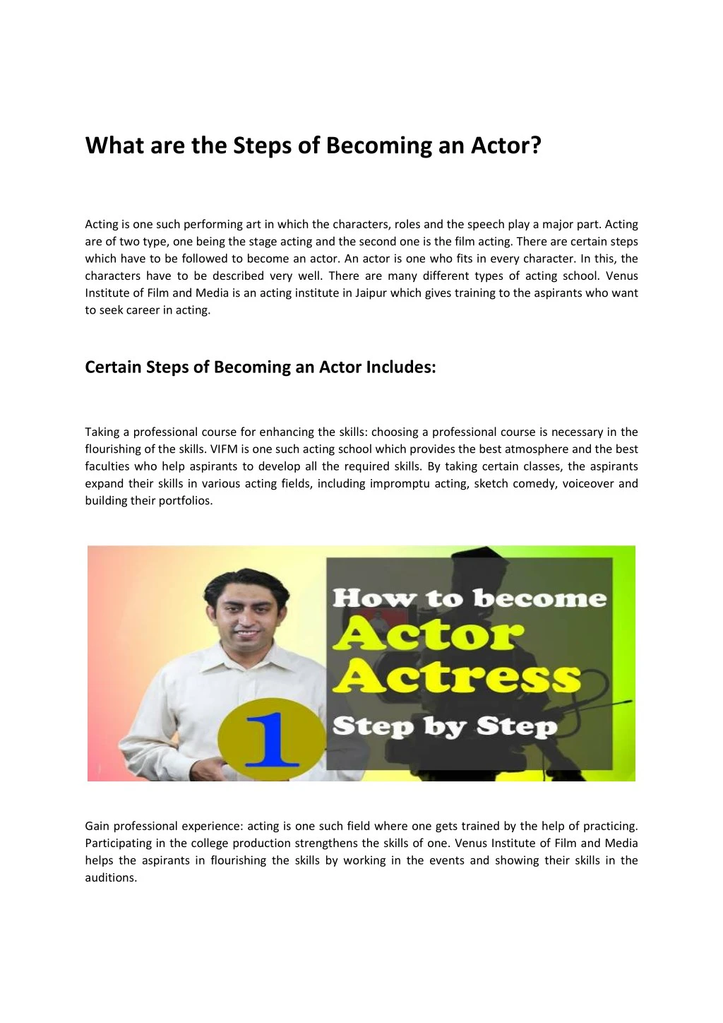 what are the steps of becoming an actor