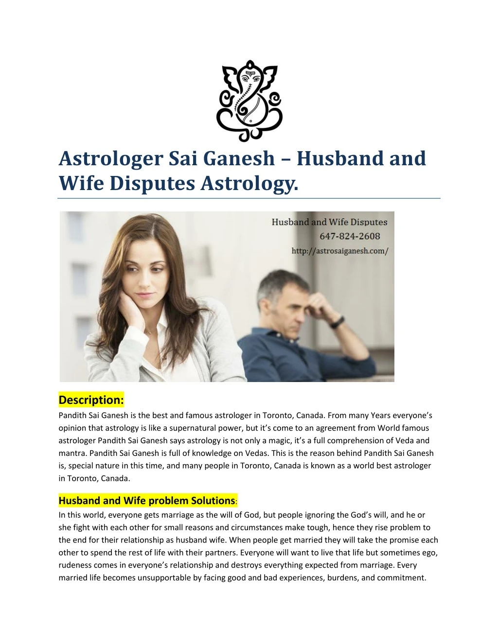 astrologer sai ganesh husband and wife disputes