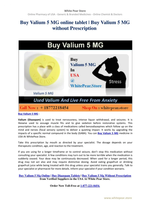 Buy Valium 5 MG online in USA
