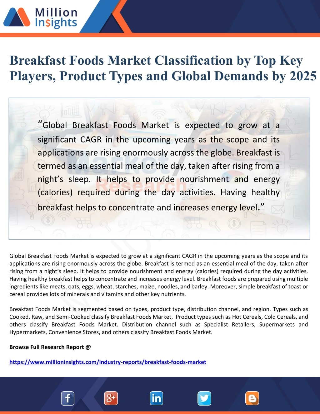 breakfast foods market classification