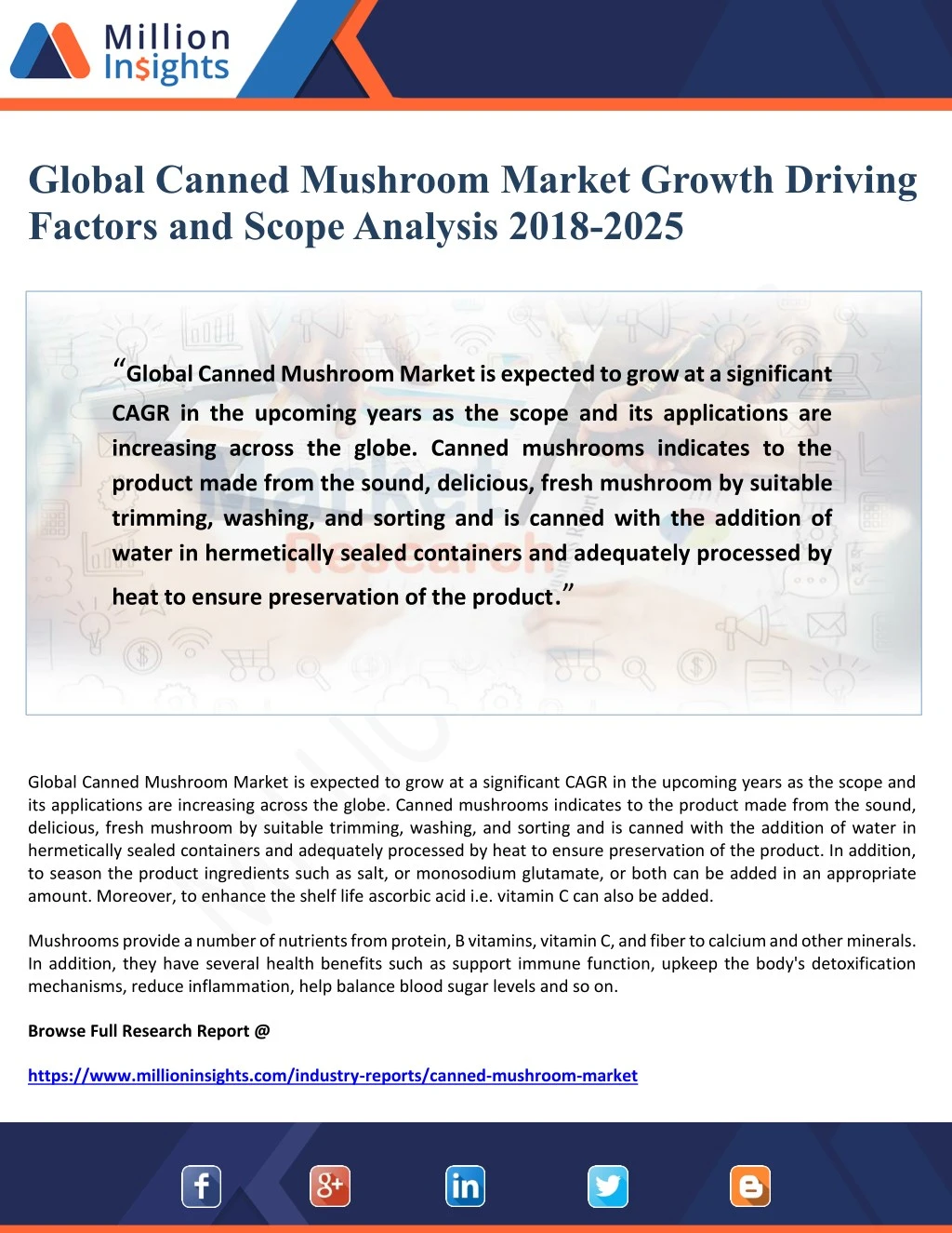 global canned mushroom market growth driving