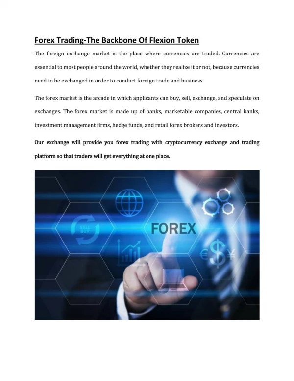 Forex Trading-The Backbone Of Flexion Token