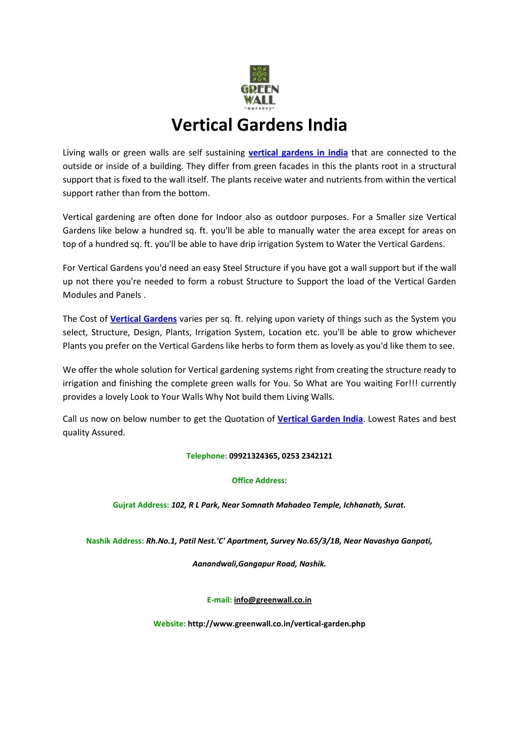 vertical gardens india