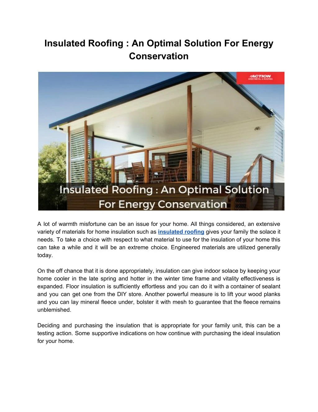 insulated roofing an optimal solution for energy