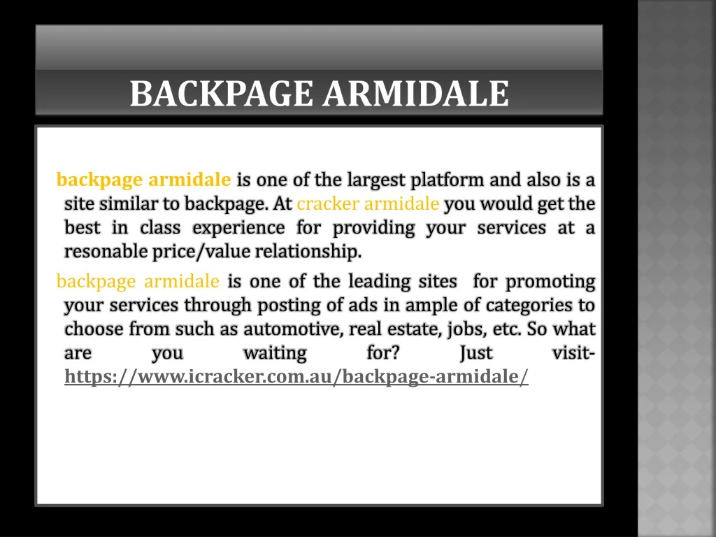 backpage armidale is one of the largest platform