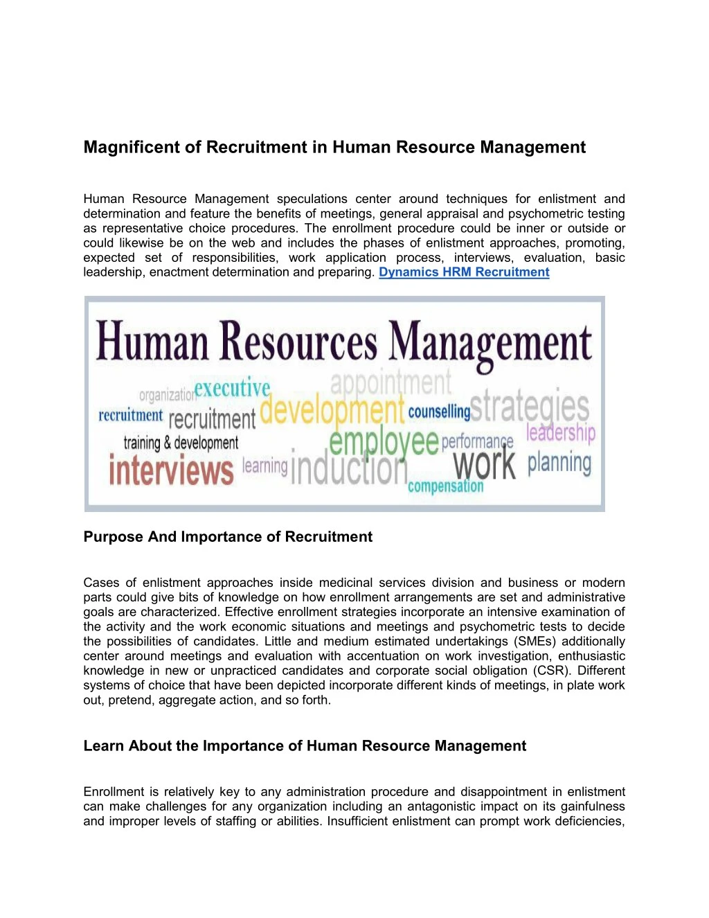 magnificent of recruitment in human resource