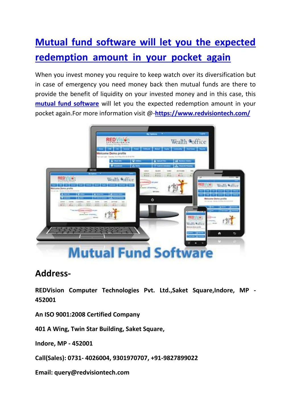 mutual fund software will let you the expected