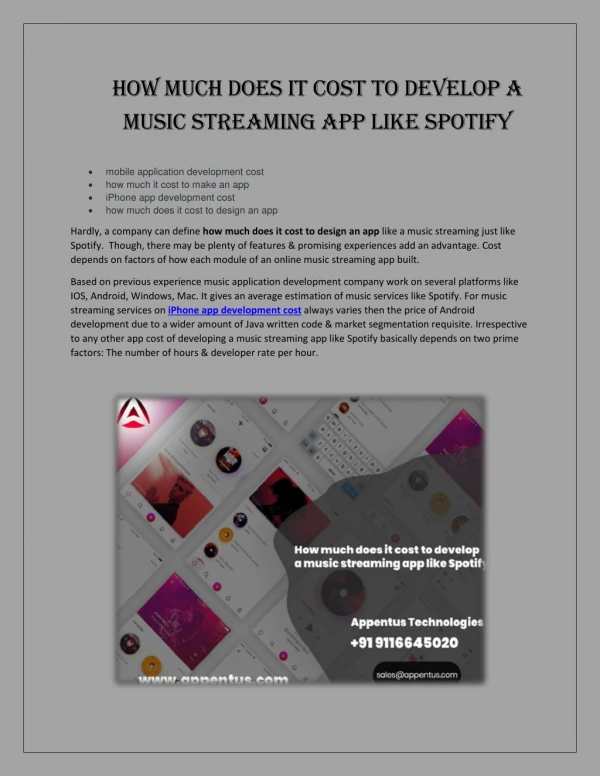 How Much Does it Cost to Develop a Music Streaming App Like Spotify