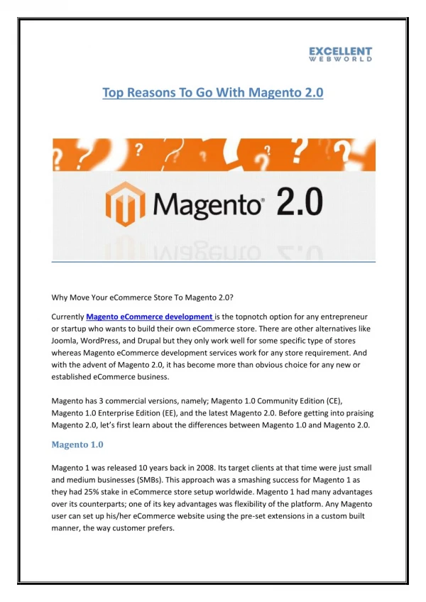 Top Reasons To Go With Magento 2.0