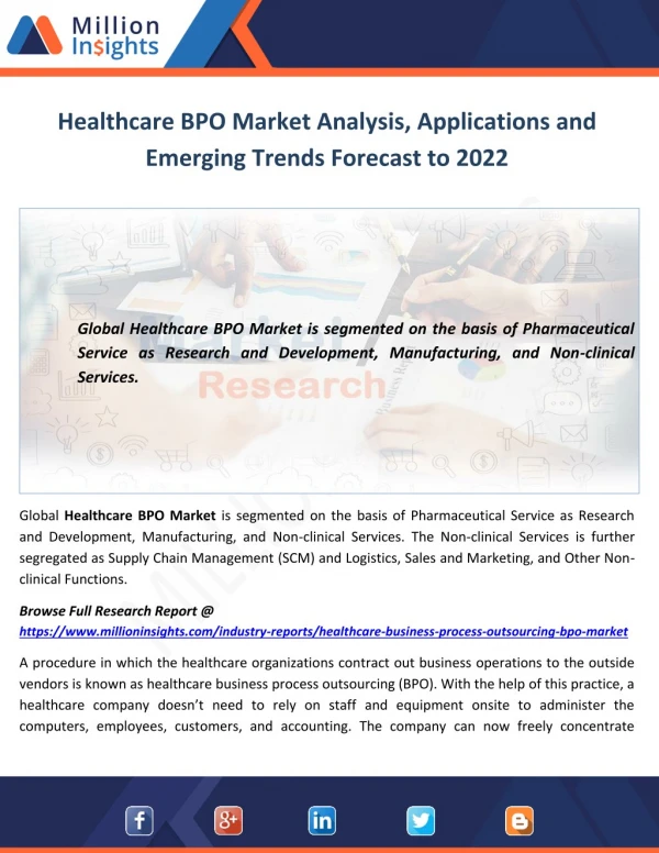 Healthcare BPO Market Analysis, Applications and Emerging Trends Forecast to 2022