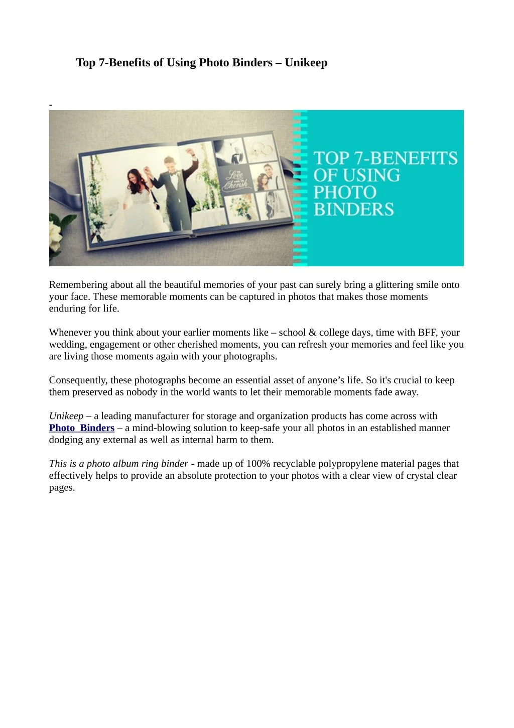 top 7 benefits of using photo binders unikeep
