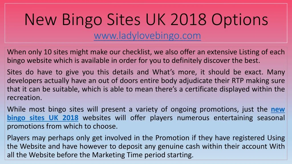 new bingo sites uk 2018 options www ladylovebingo com