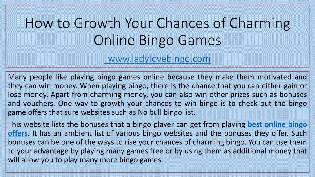 how to growth your chances of charming online bingo games www ladylovebingo com