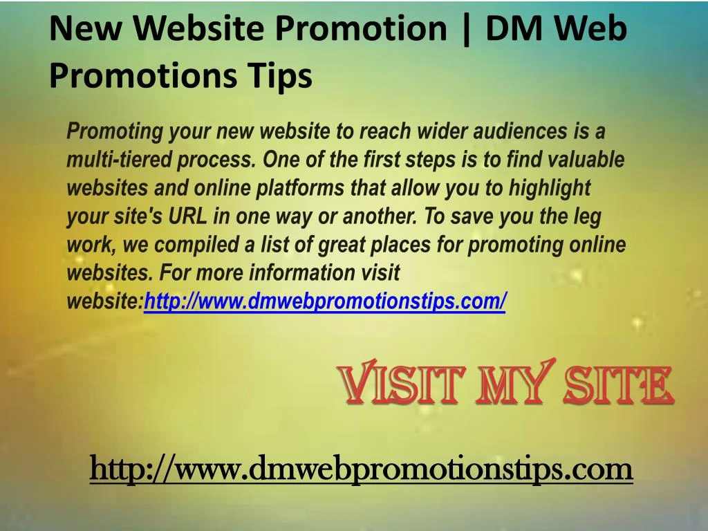 new website promotion dm web promotions tips