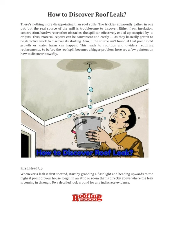 Tips to find Leak in Roof.