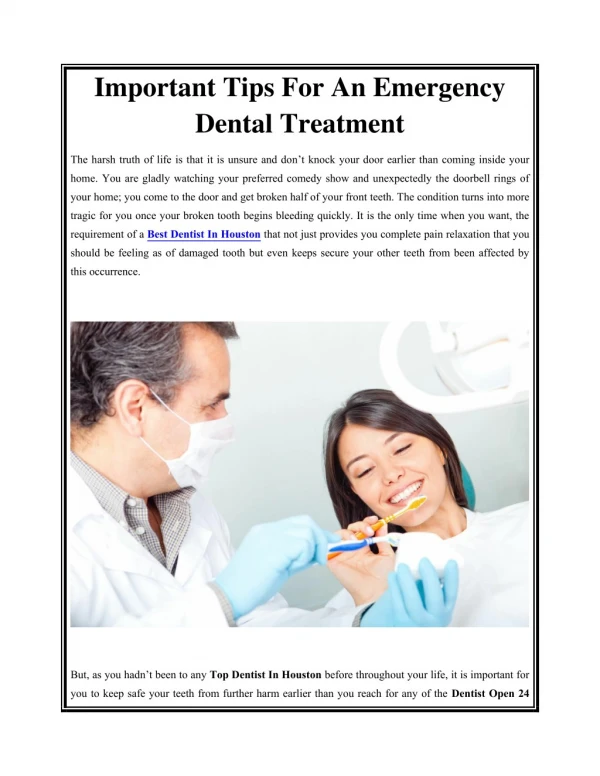 Important Tips For An Emergency Dental Treatment