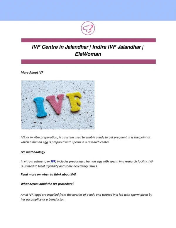 IVF Centre in Jalandhar | Indira IVF Jalandhar | ElaWoman