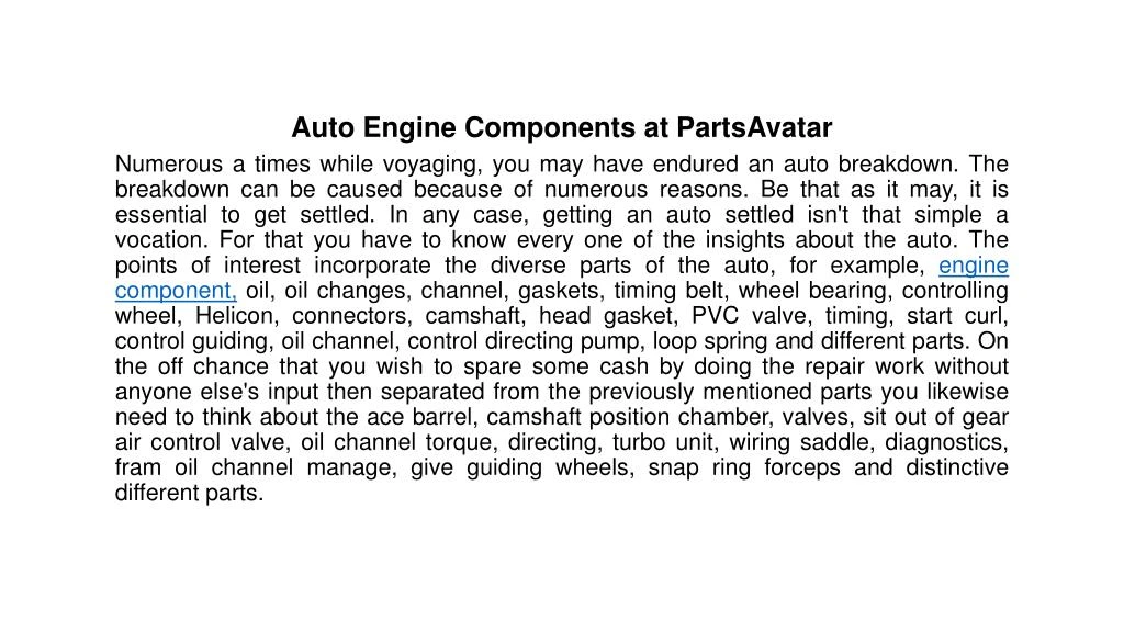 auto engine components at partsavatar