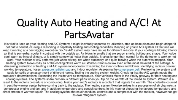 Premium Quality Heating & Air Conditioning At PartsAvatar