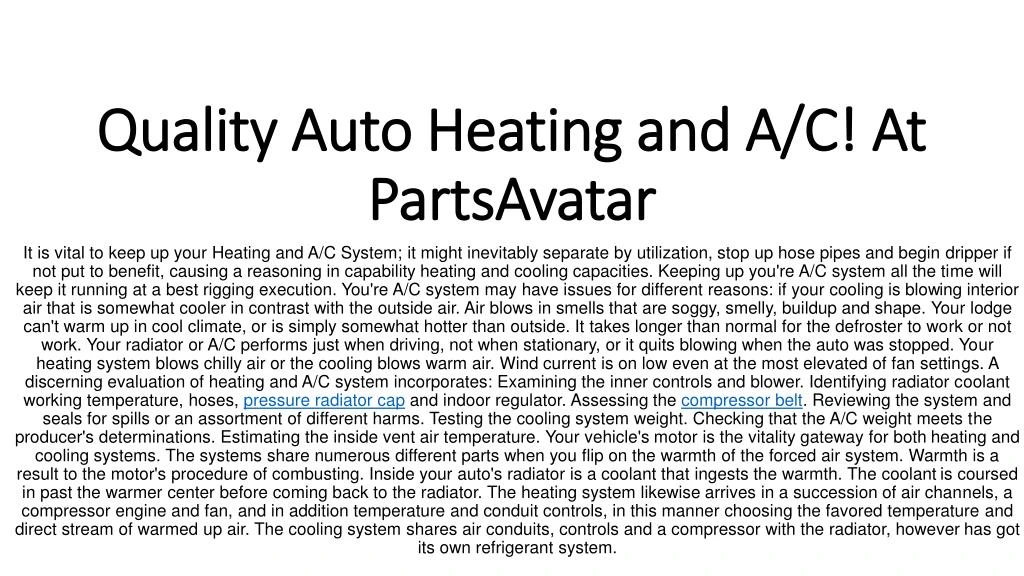 quality auto heating and a c at partsavatar