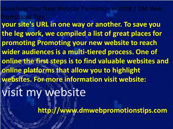 Launching Your New Website Promotion in 2018 | DM Web Promotions Tips