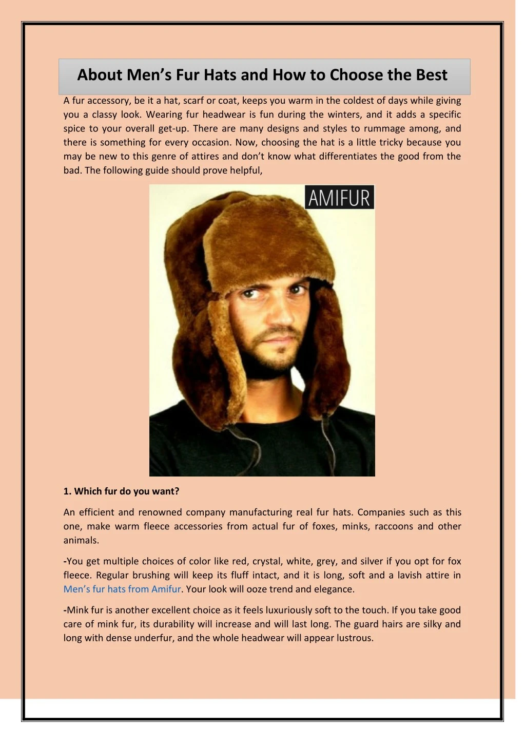 about men s fur hats and how to choose the best
